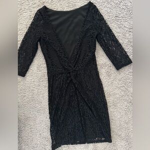 ASOS Black Lace Long Sleeve Dress